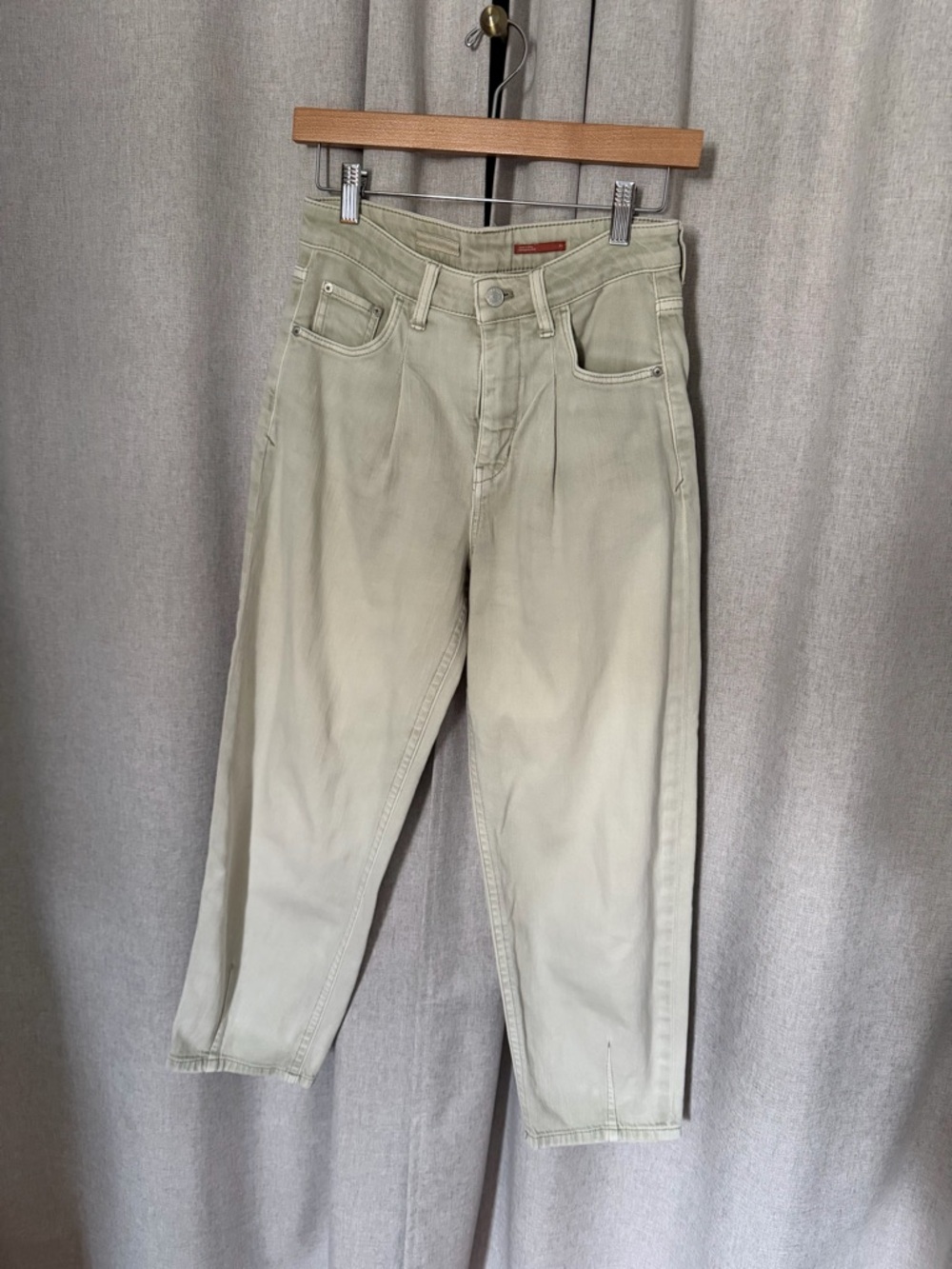 Pilcro Light Green High-Waist Barrel Pants